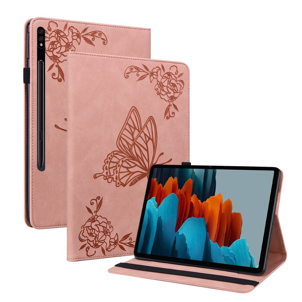 Custodia in pelle con farfalla Samsung Galaxy Tab S8 rosa