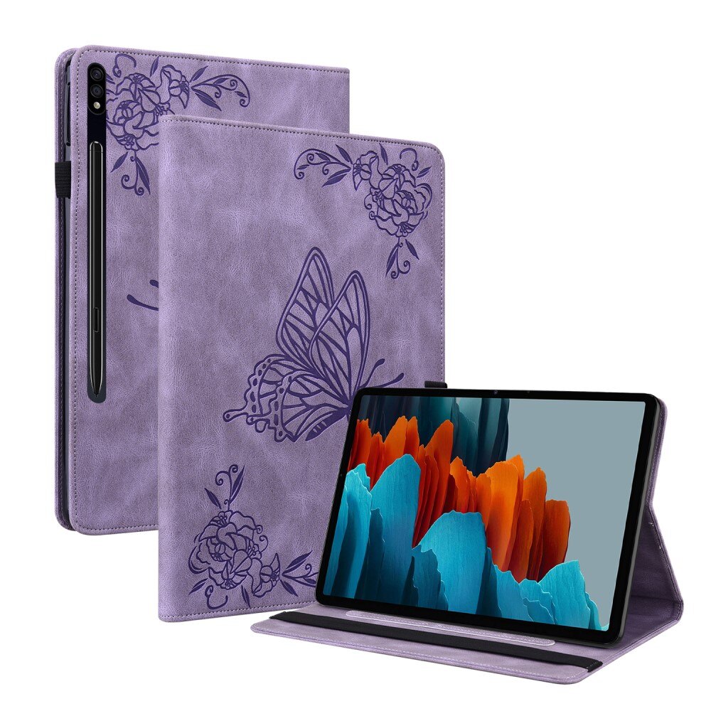 Custodia in pelle con farfalla Samsung Galaxy Tab S8 viola