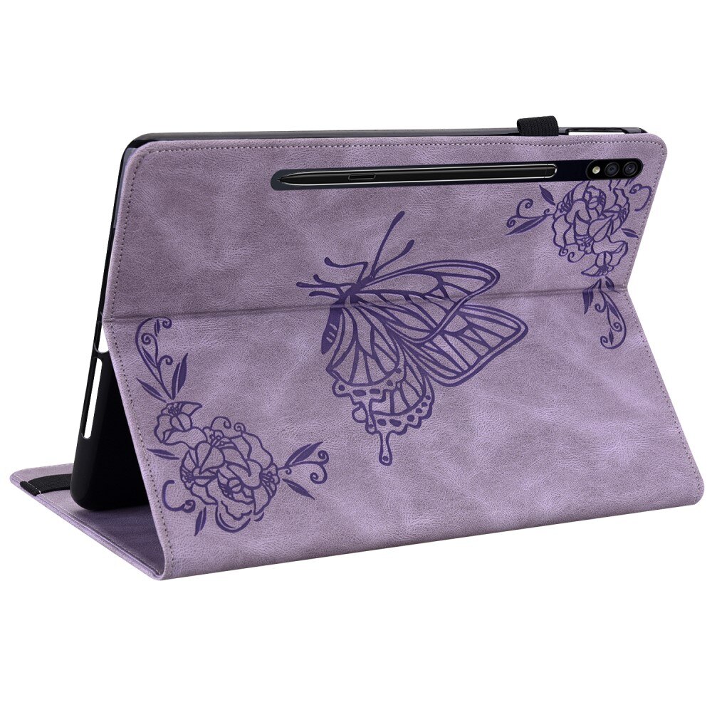 Custodia in pelle con farfalla Samsung Galaxy Tab S7 viola