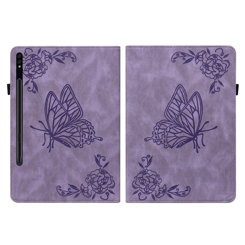 Custodia in pelle con farfalla Samsung Galaxy Tab S7 viola