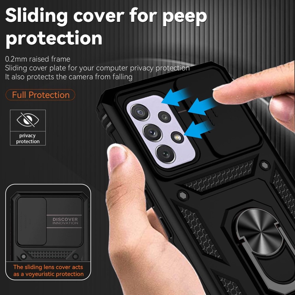 Cover ibride con anello e protezione fotocamera Samsung Galaxy A53 Nero
