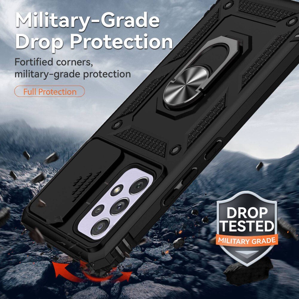 Cover ibride con anello e protezione fotocamera Samsung Galaxy A53 Nero