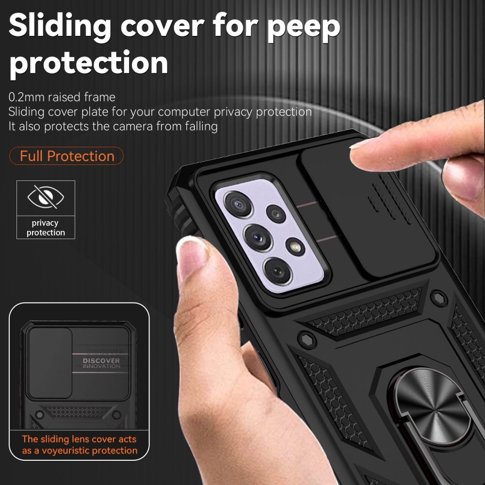 Cover ibride con anello e protezione fotocamera Samsung Galaxy A52/A52s nero