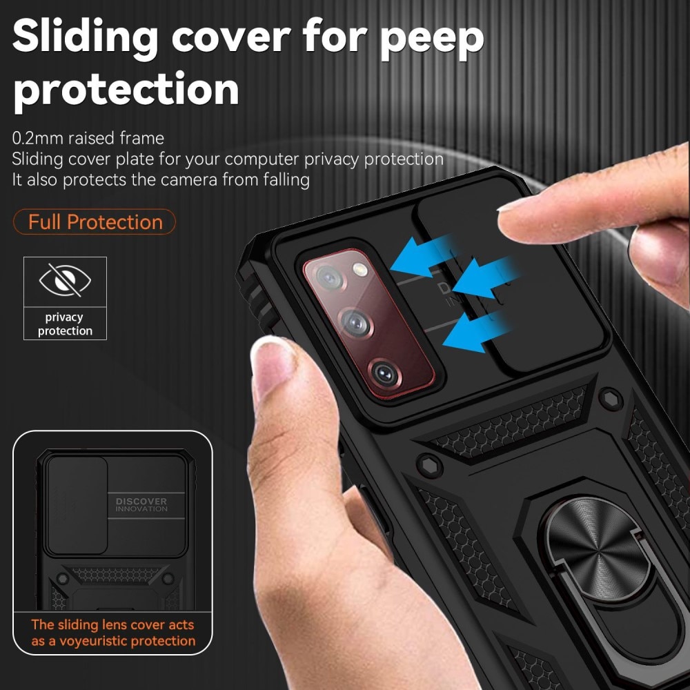 Cover ibride con anello e protezione fotocamera Samsung Galaxy S20 FE nero