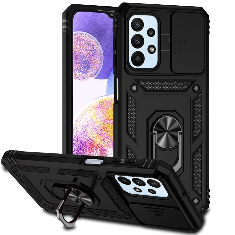 Cover ibride con anello e protezione fotocamera Samsung Galaxy A23 Nero