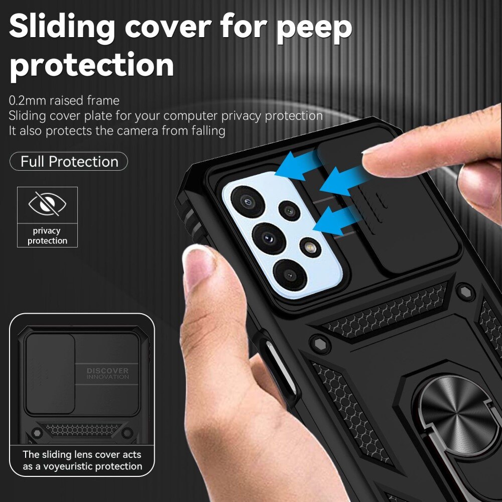 Cover ibride con anello e protezione fotocamera Samsung Galaxy A23 Nero