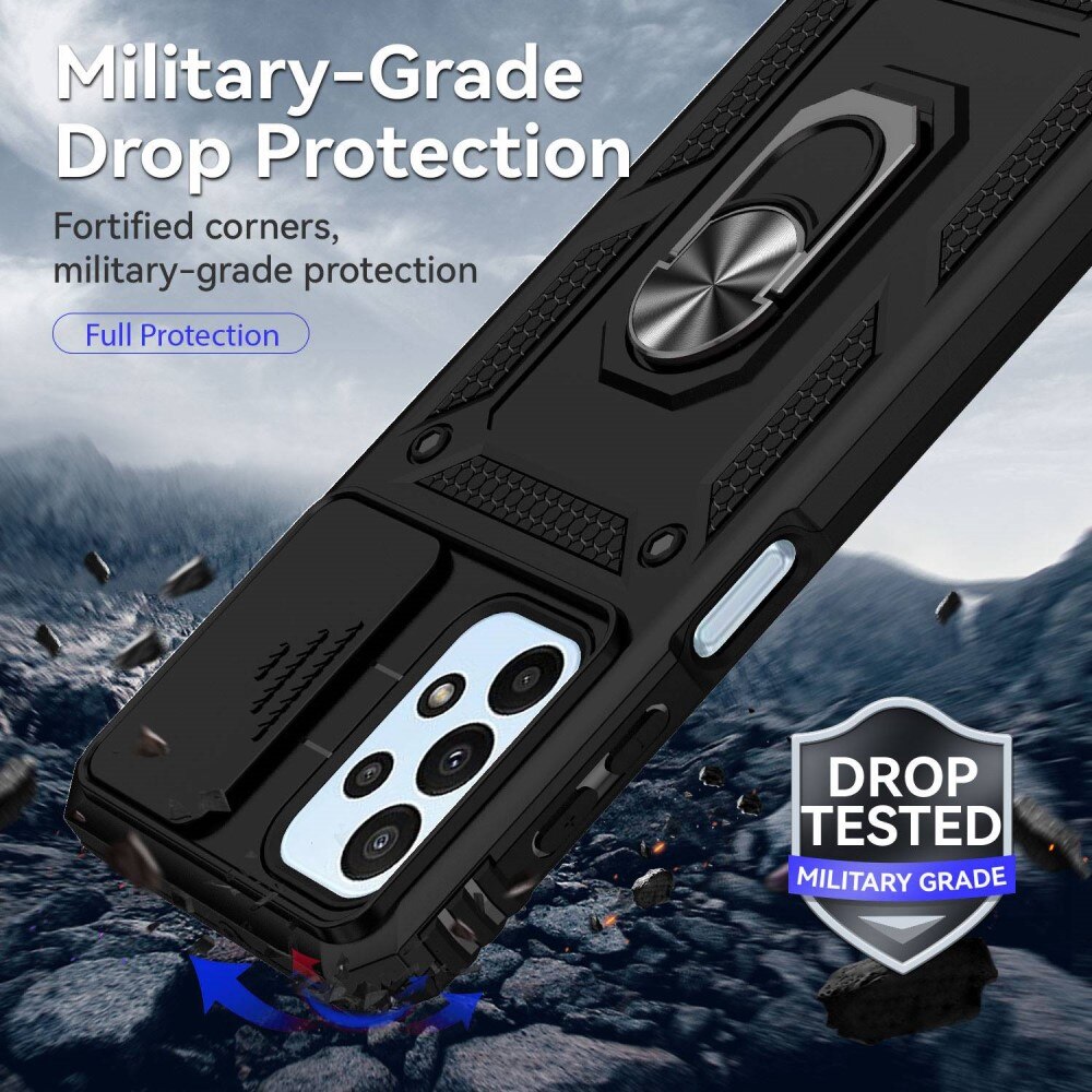 Cover ibride con anello e protezione fotocamera Samsung Galaxy A23 Nero