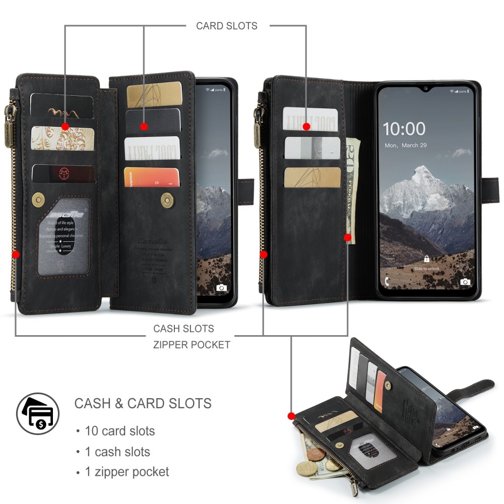 Custodie a portafoglio Zipper Samsung Galaxy A04s Nero
