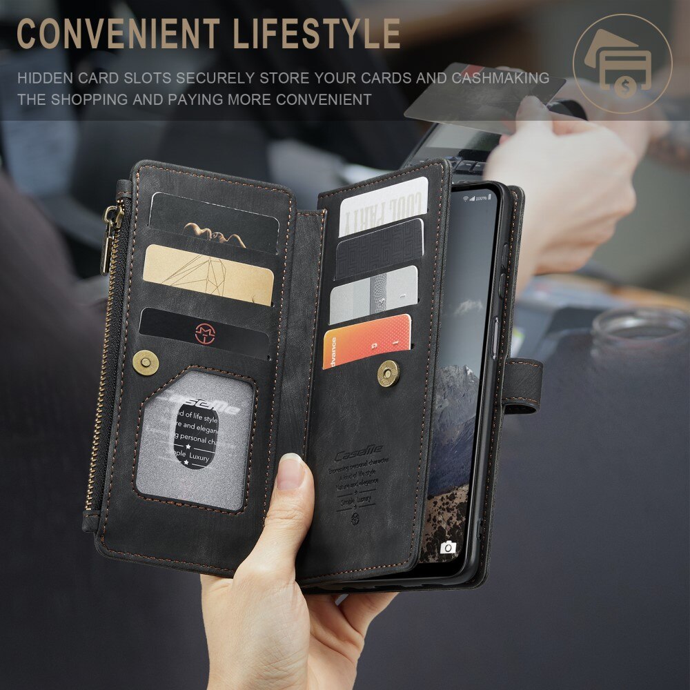 Custodie a portafoglio Zipper Samsung Galaxy A04s Nero