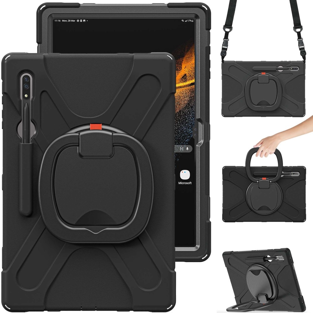 Cover ibrida con supporto e tracolla Samsung Galaxy Tab S9 Ultra nero