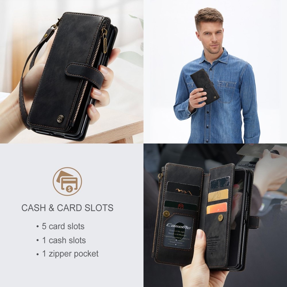 Custodie a portafoglio Zipper Samsung Galaxy Z Fold 3 Nero