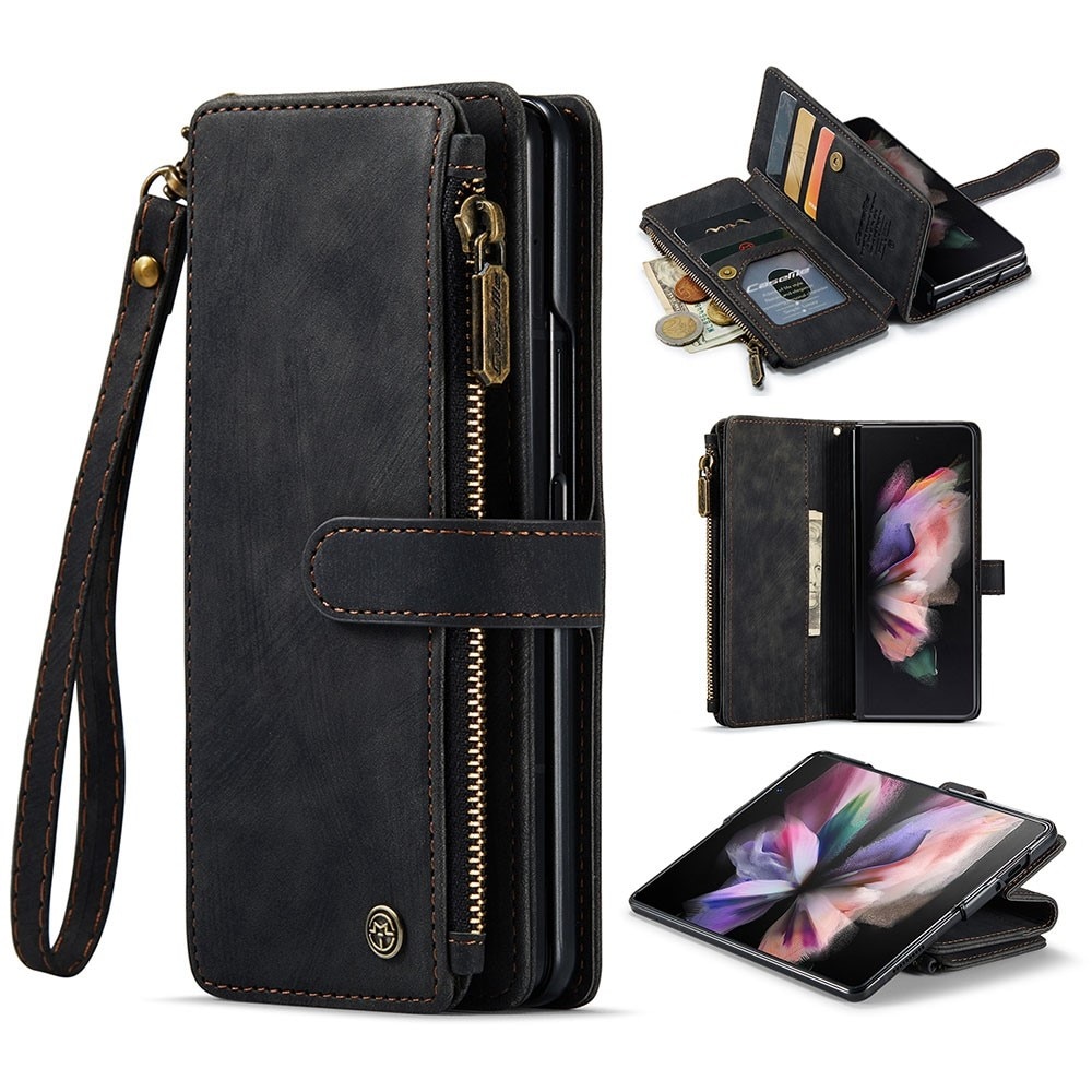 Custodie a portafoglio Zipper Samsung Galaxy Z Fold 3 Nero