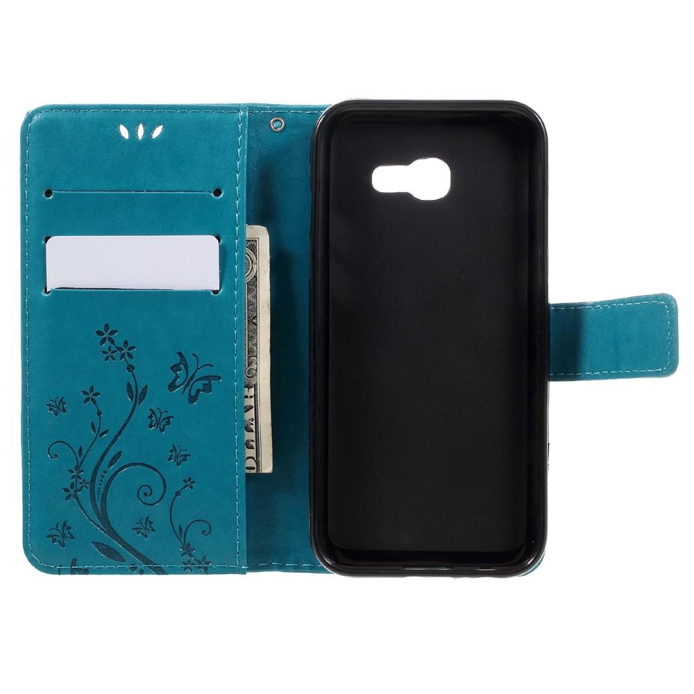 Custodia in pelle a farfalle per Samsung Galaxy A3 2017, Blu