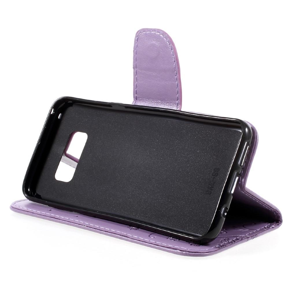 Custodia in pelle a farfalle per Samsung Galaxy S8, viola