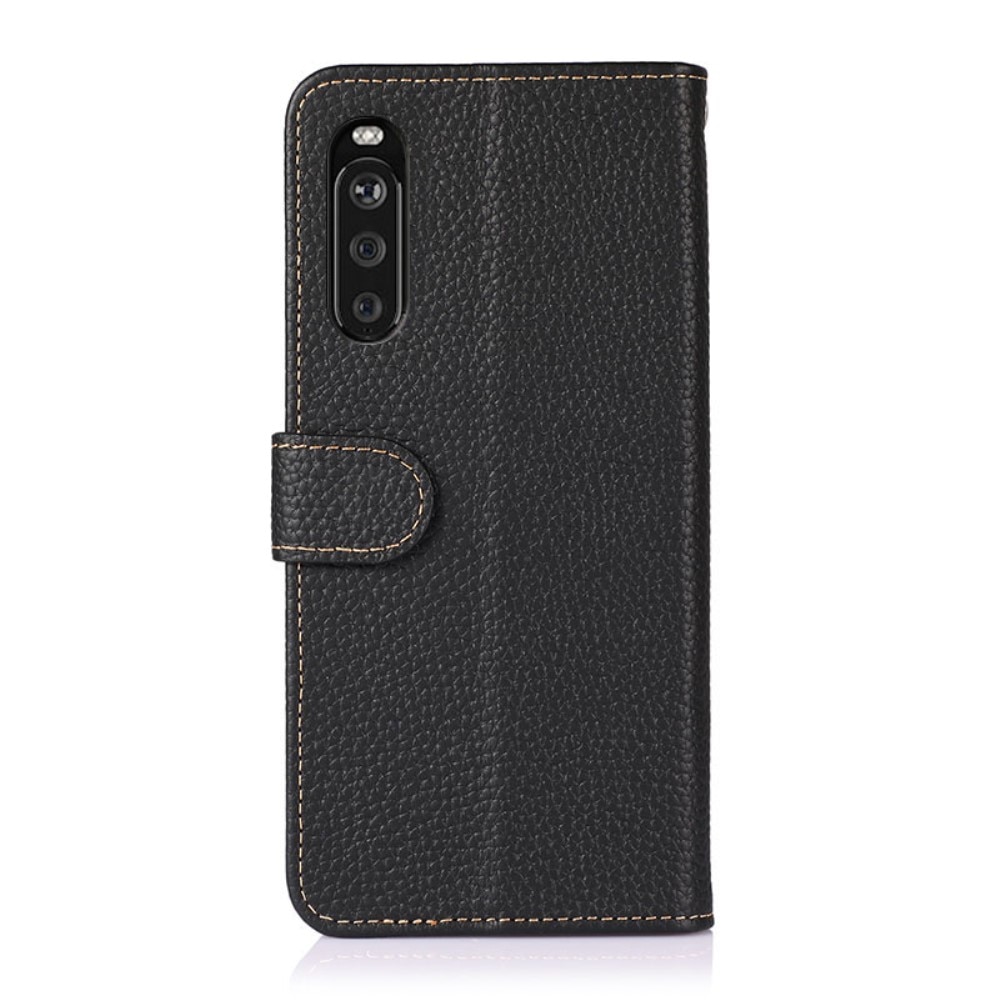 Real Leather Wallet Sony Xperia 10 III Black