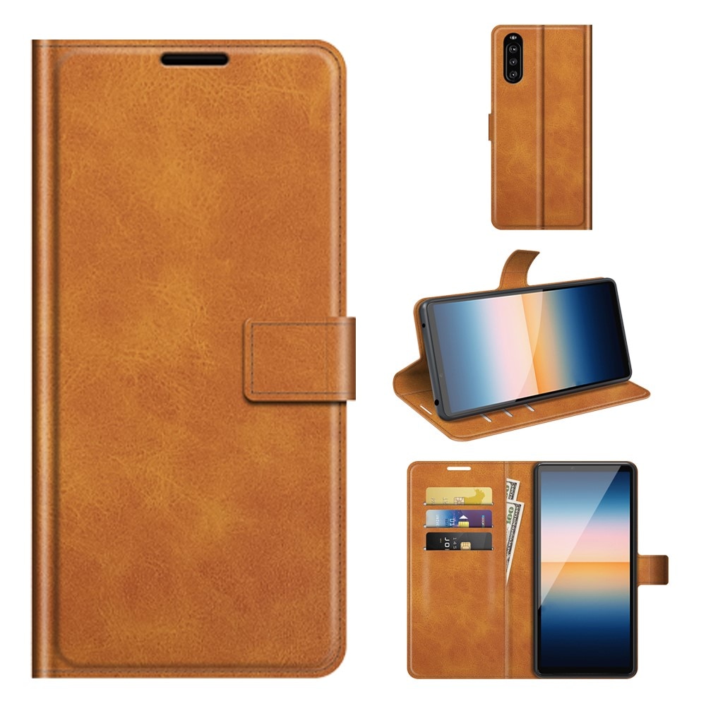 Cover portafoglio Leather Wallet Sony Xperia 10 III Cognac