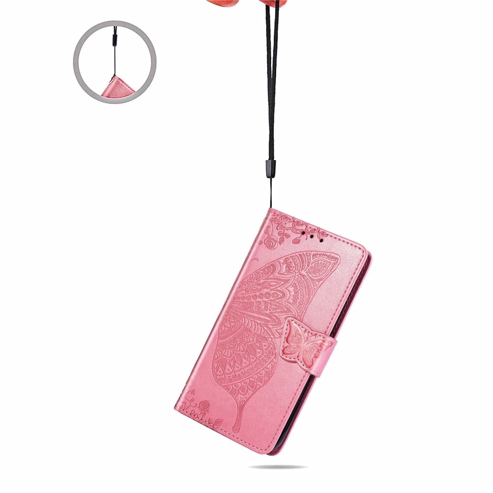 Custodia in pelle a farfalle per Sony Xperia 1 III, Rosa