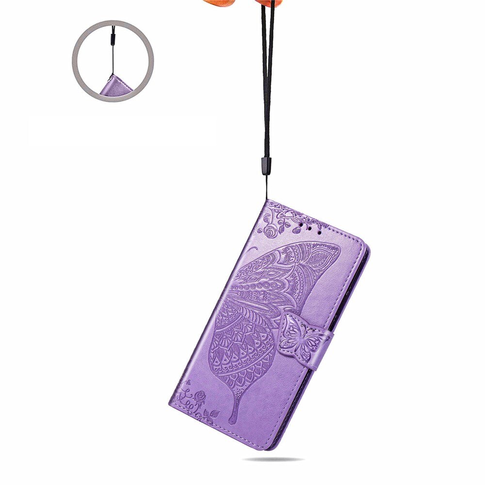 Custodia in pelle a farfalle per Sony Xperia 1 III, Viola