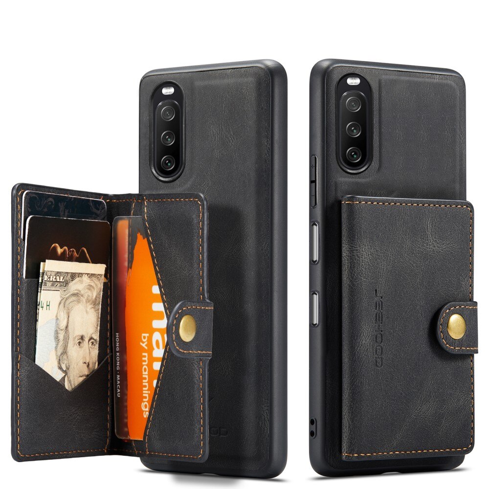 Cover Magnetic Wallet Card Case Sony Xperia 10 III Black