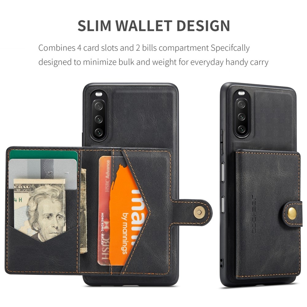 Cover Magnetic Wallet Card Case Sony Xperia 10 III Black
