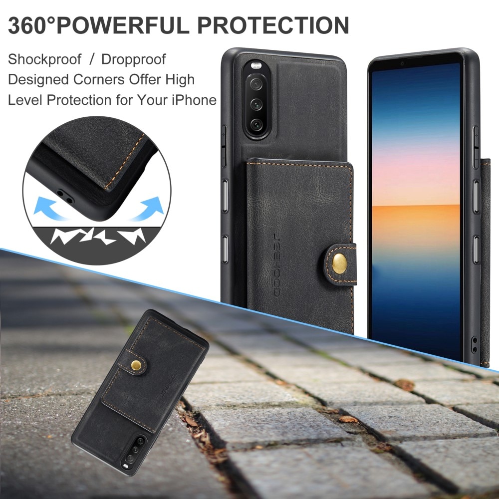 Cover Magnetic Wallet Card Case Sony Xperia 10 III Black