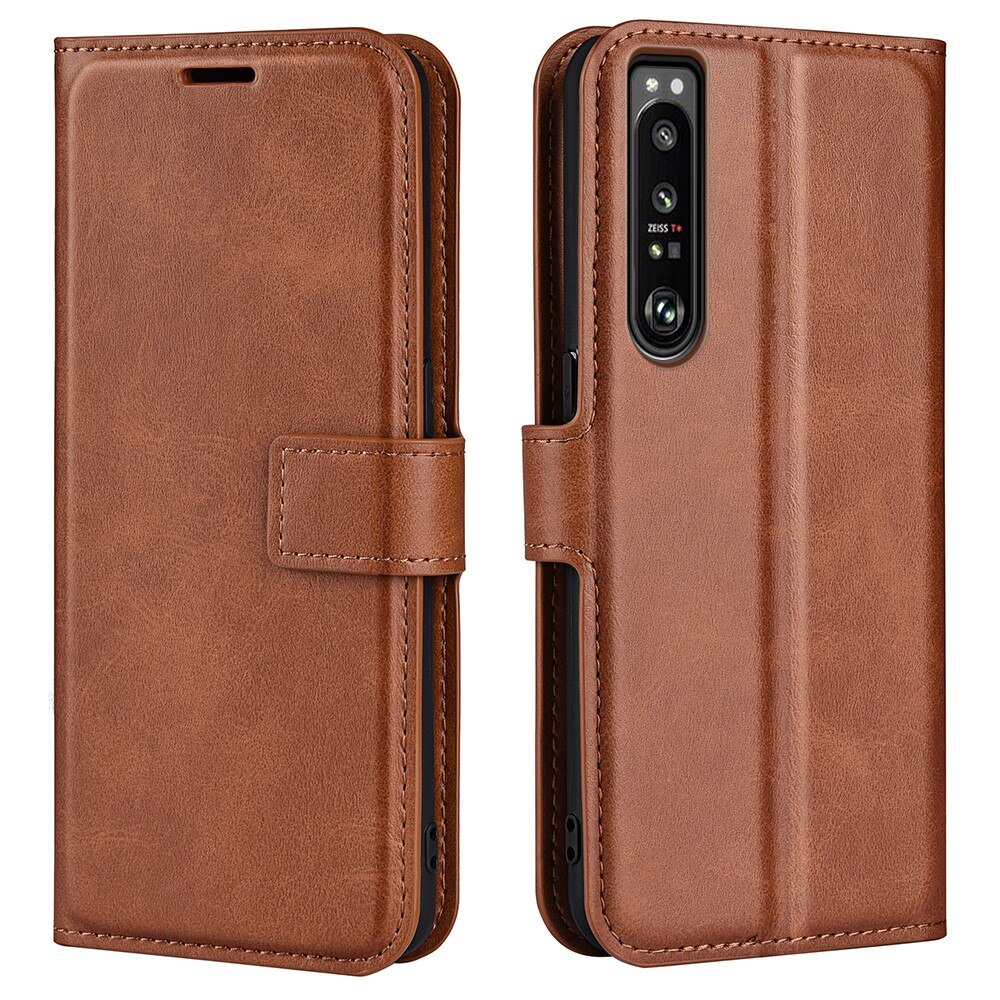 Cover portafoglio Leather Wallet Sony Xperia 1 IV Brown