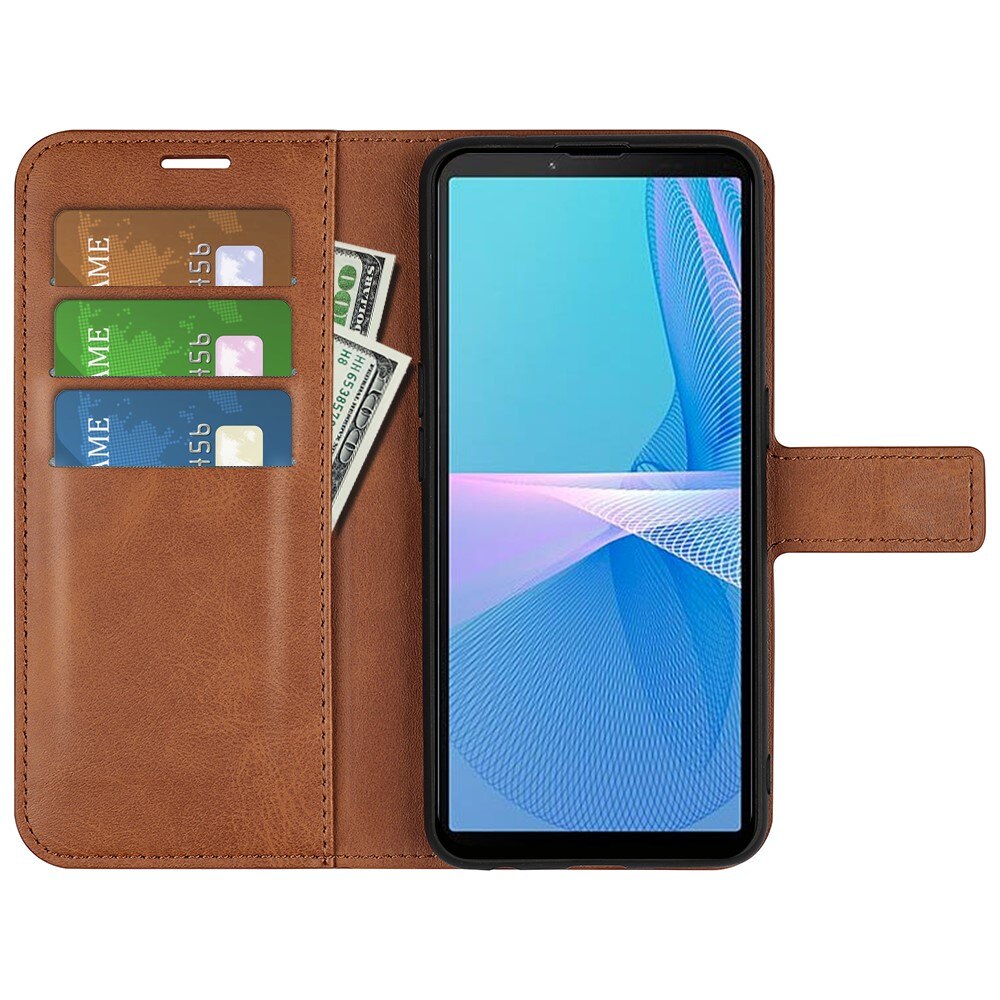 Cover portafoglio Leather Wallet Sony Xperia 10 IV Brown