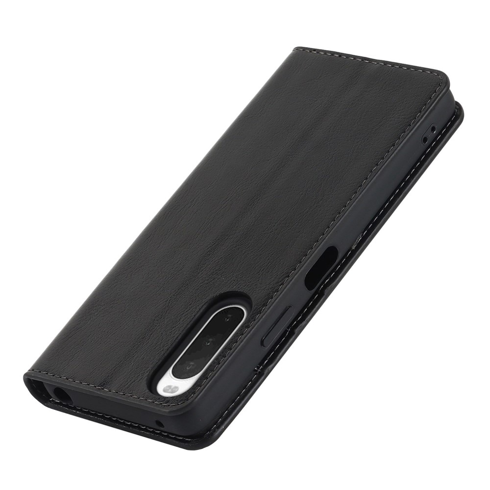 Cover Portafoglio in vera pelle Sony Xperia 10 IV nero