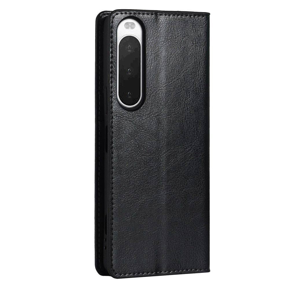 Cover Portafoglio in vera pelle Sony Xperia 10 IV nero