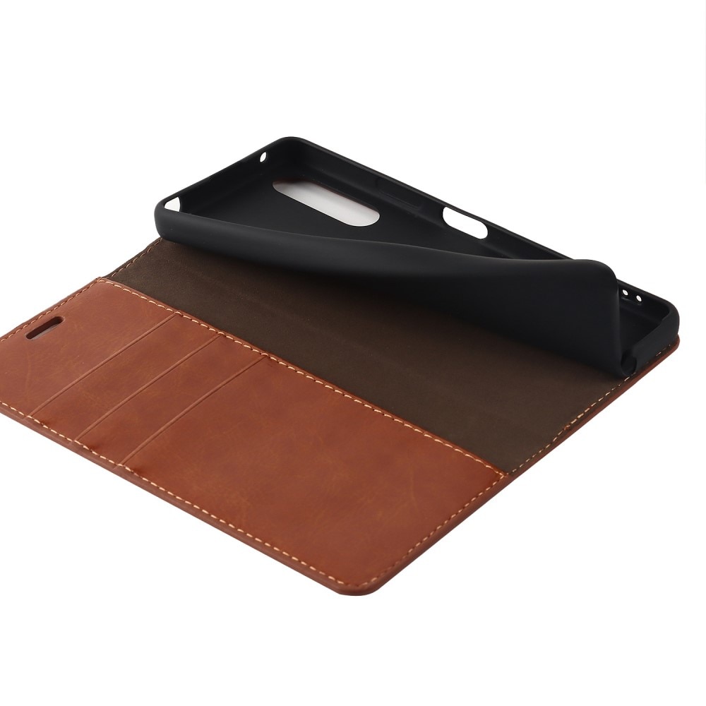 Cover Portafoglio in vera pelle Sony Xperia 10 IV marrone