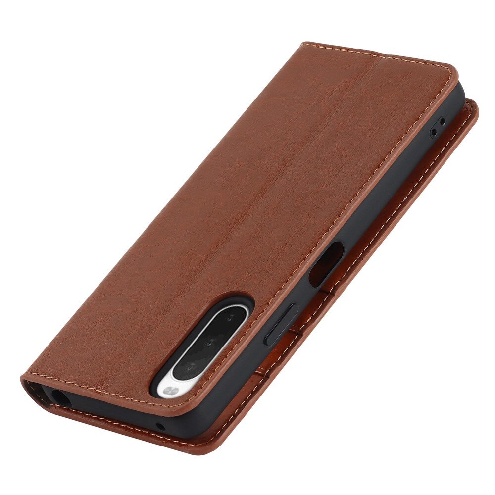 Cover Portafoglio in vera pelle Sony Xperia 10 IV marrone