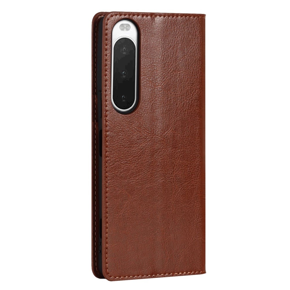 Cover Portafoglio in vera pelle Sony Xperia 10 IV marrone