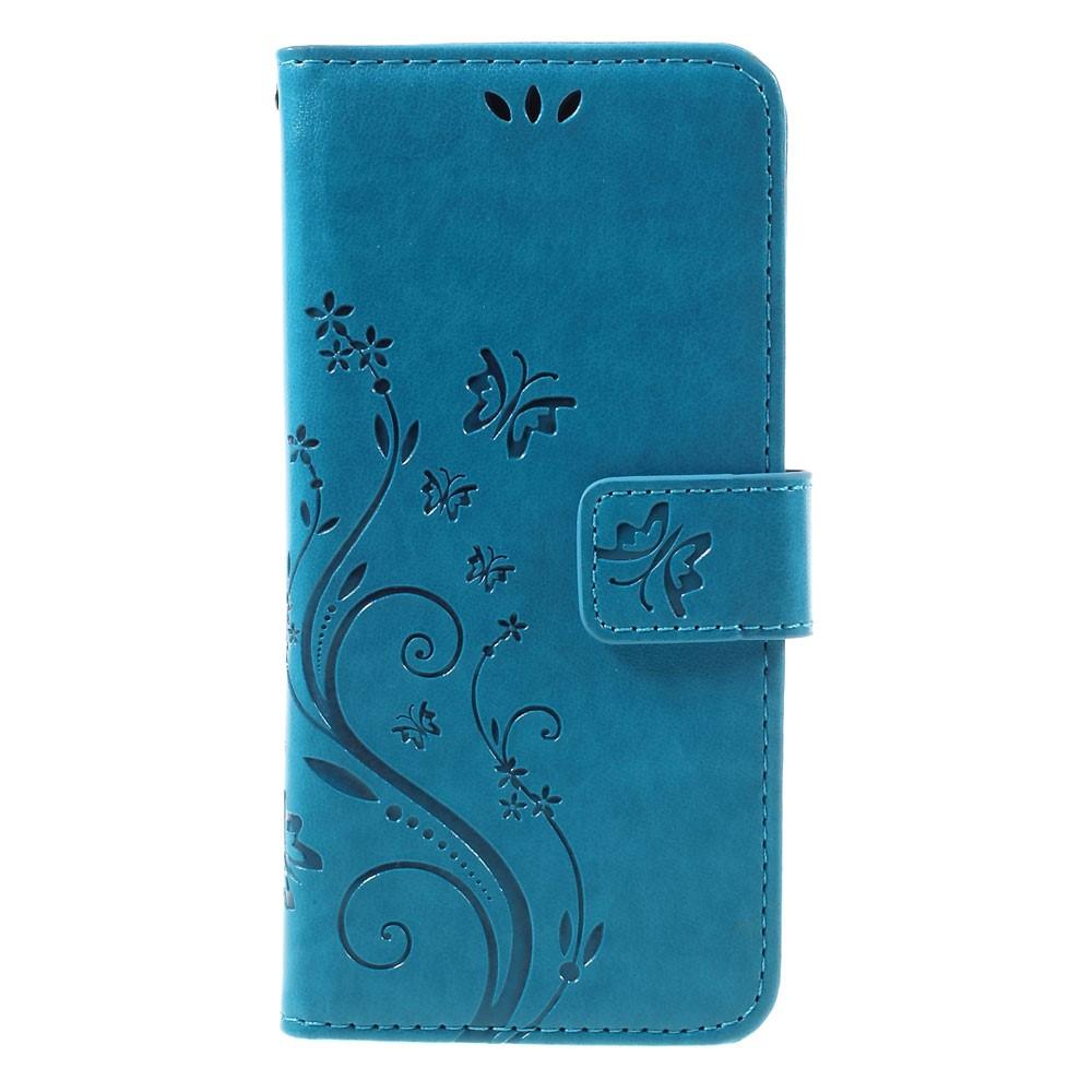 Custodia in pelle a farfalle per Sony Xperia X, blu