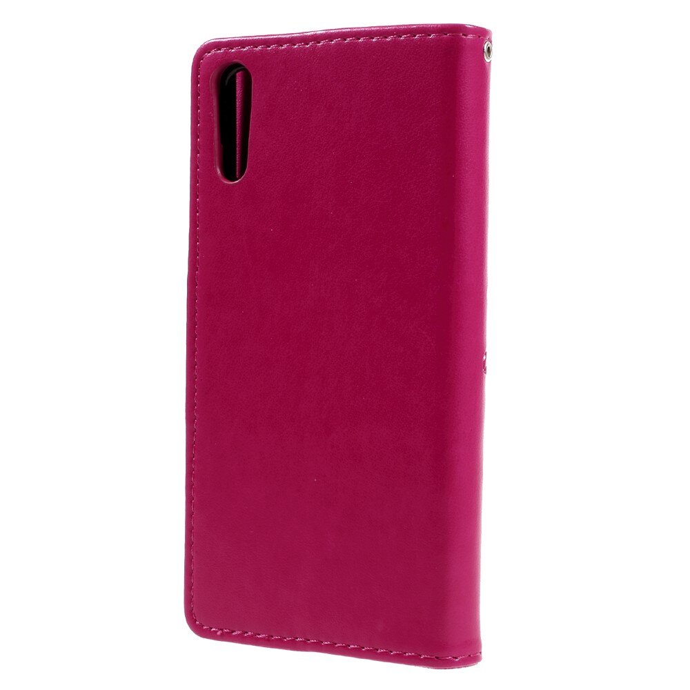 Custodia in pelle a farfalle per Sony Xperia XZ/XZs, Rosa