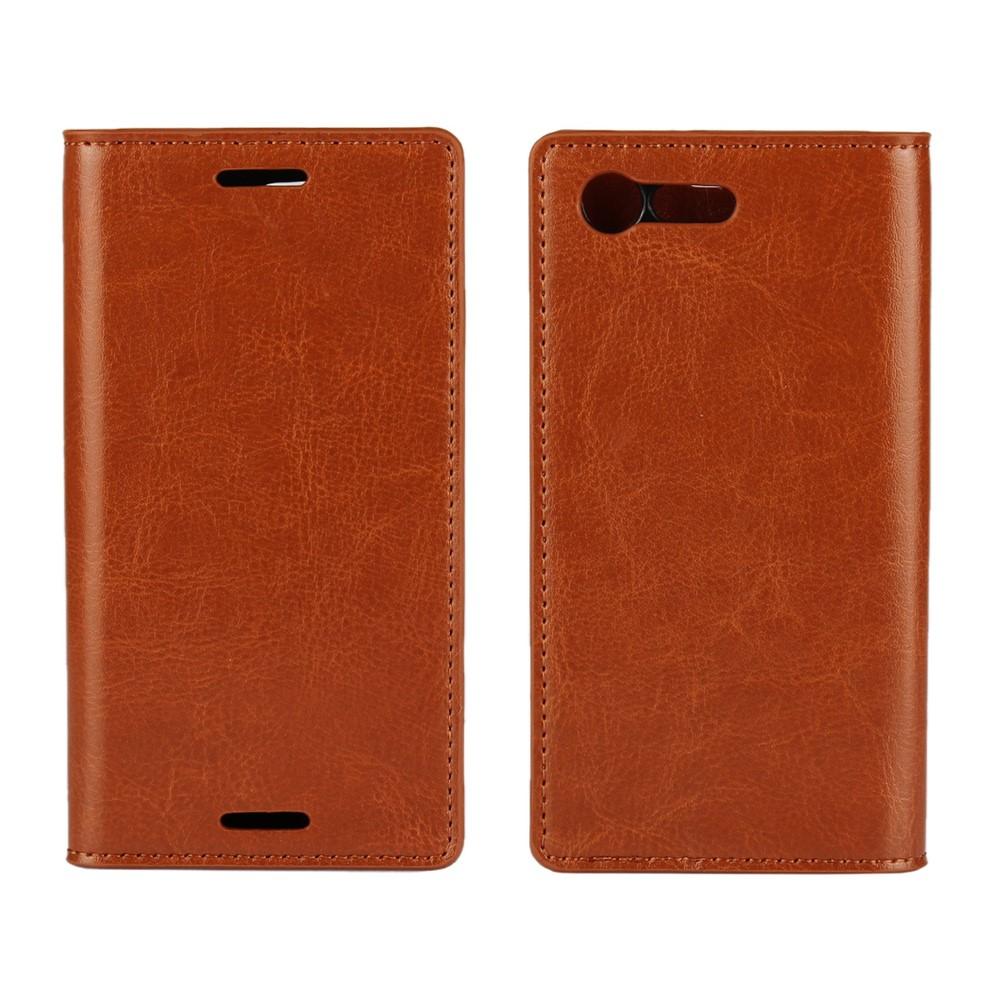 Cover Portafoglio in vera pelle Sony Xperia X Compact Marrone