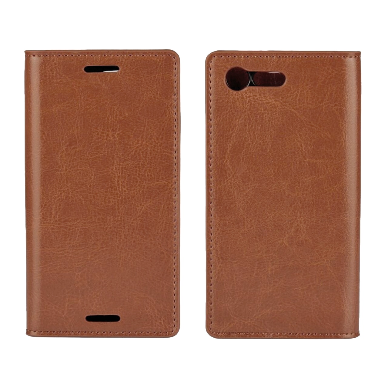 Cover Portafoglio in vera pelle Sony Xperia X Compact Marrone