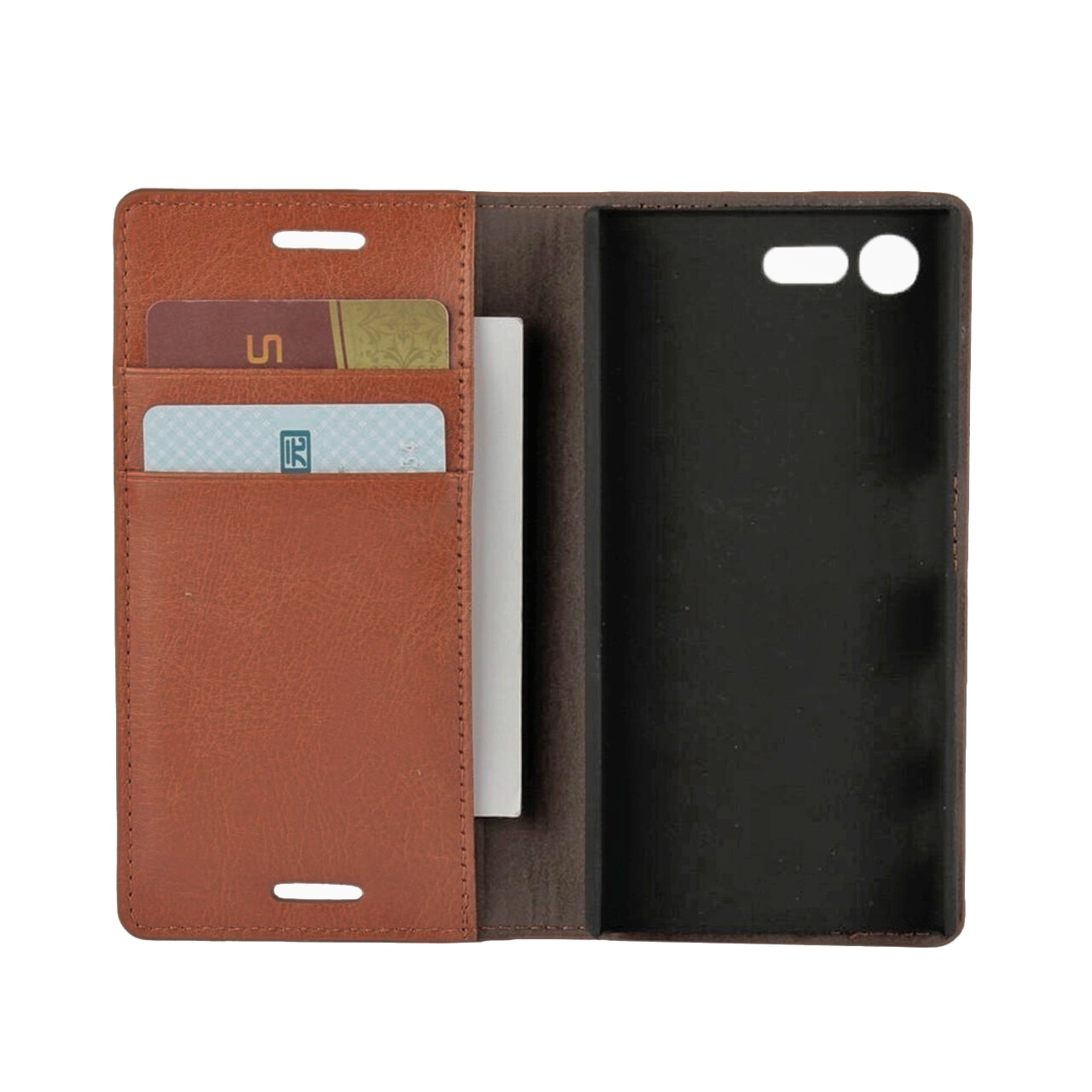 Cover Portafoglio in vera pelle Sony Xperia X Compact Marrone