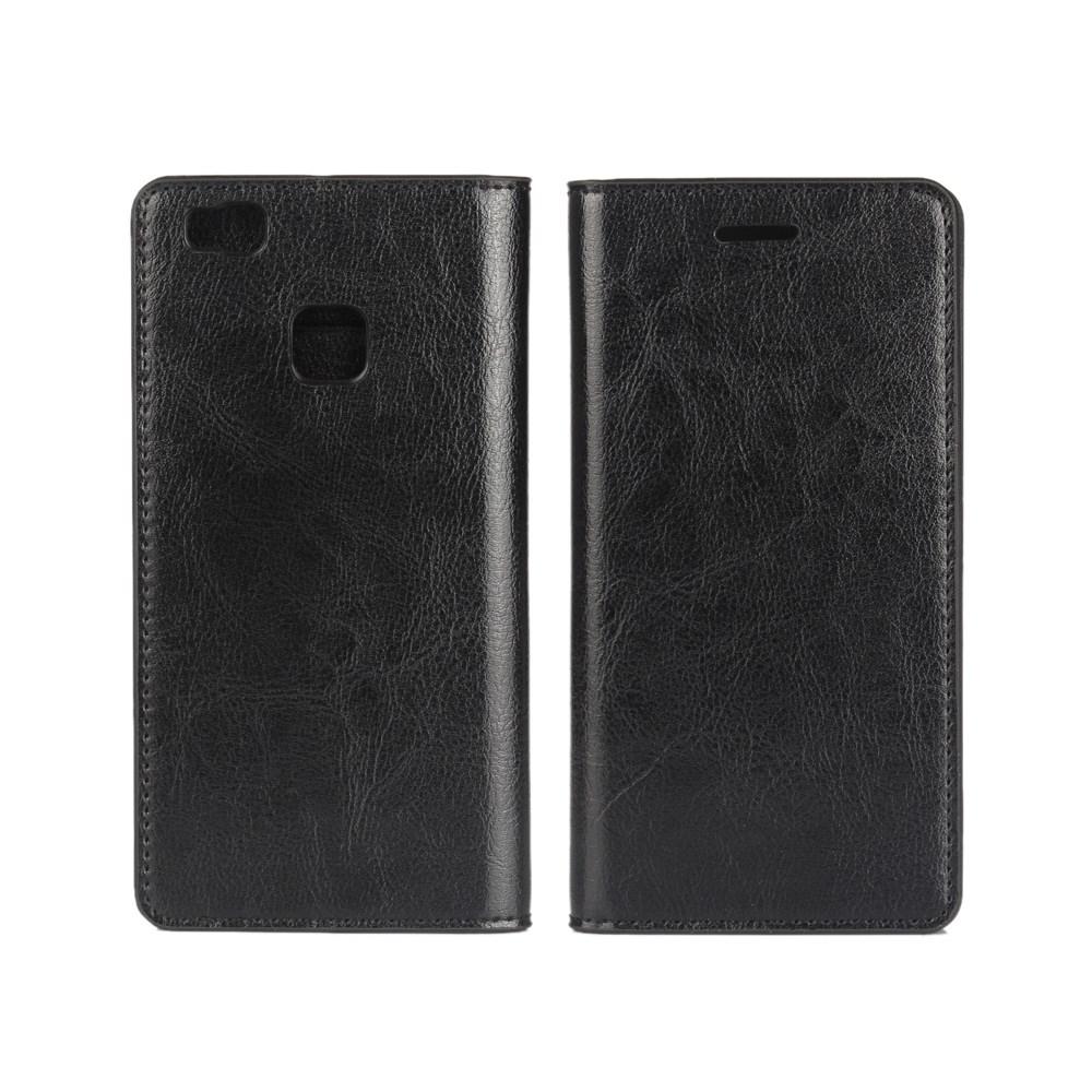 Cover Portafoglio in vera pelle Huawei P9 Lite Nero