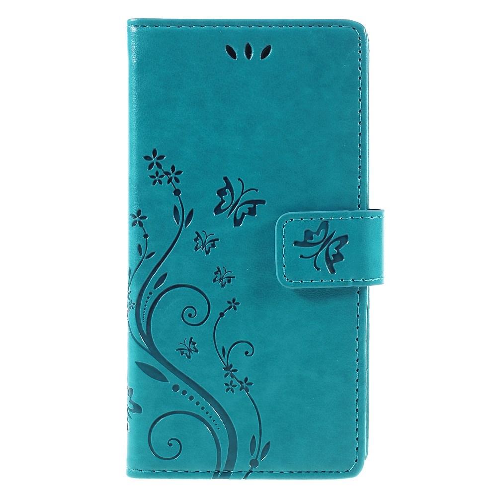 Custodia in pelle a farfalle per Huawei P9 Lite, Blu