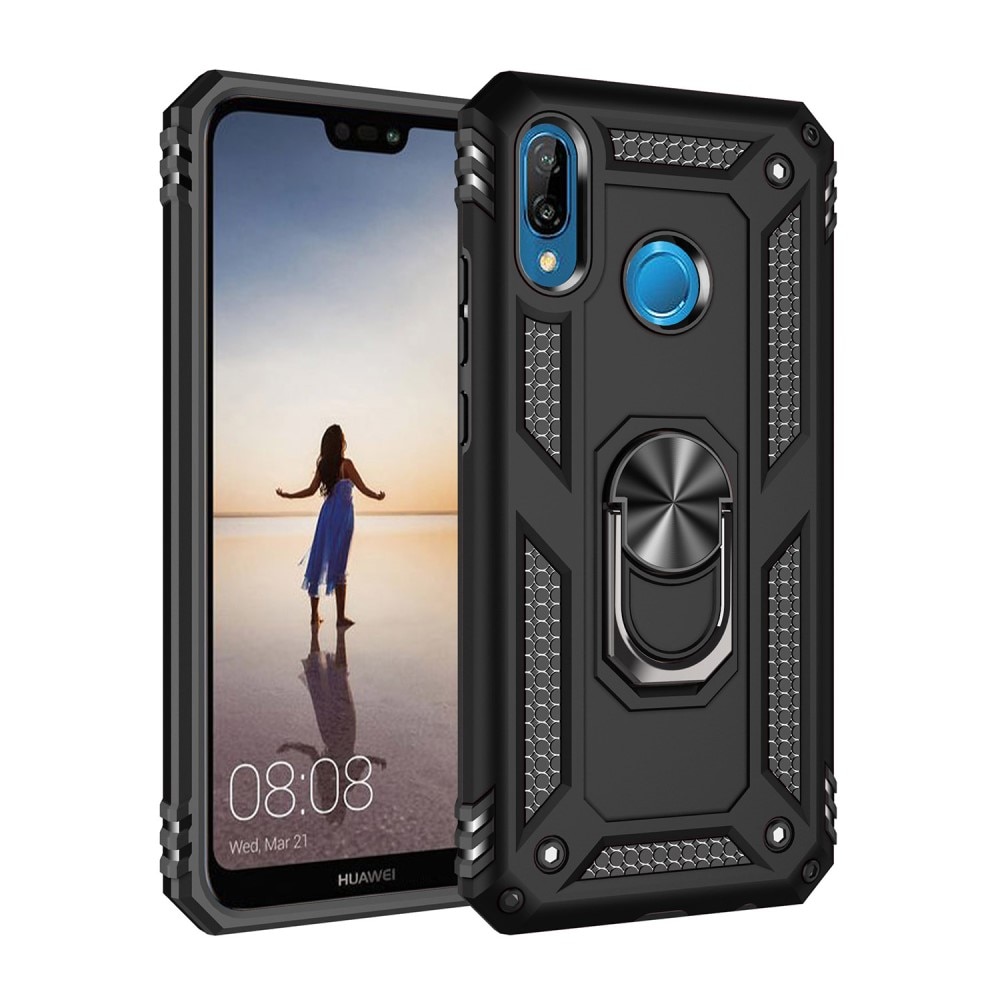 Cover ibride con anello Huawei P20 Lite nero