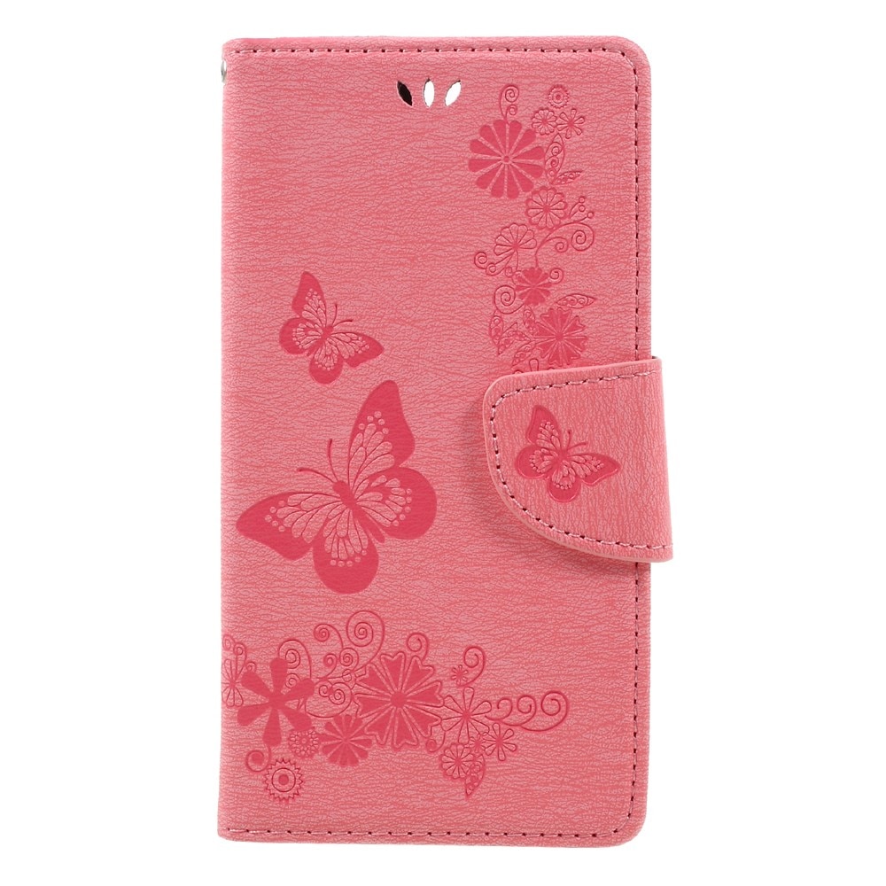 Custodia in pelle a farfalle per Huawei Honor 8, rosa