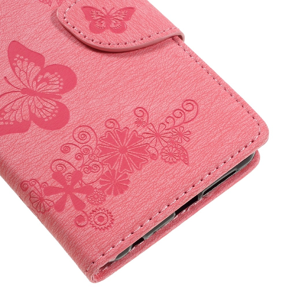 Custodia in pelle a farfalle per Huawei Honor 8, Rosa