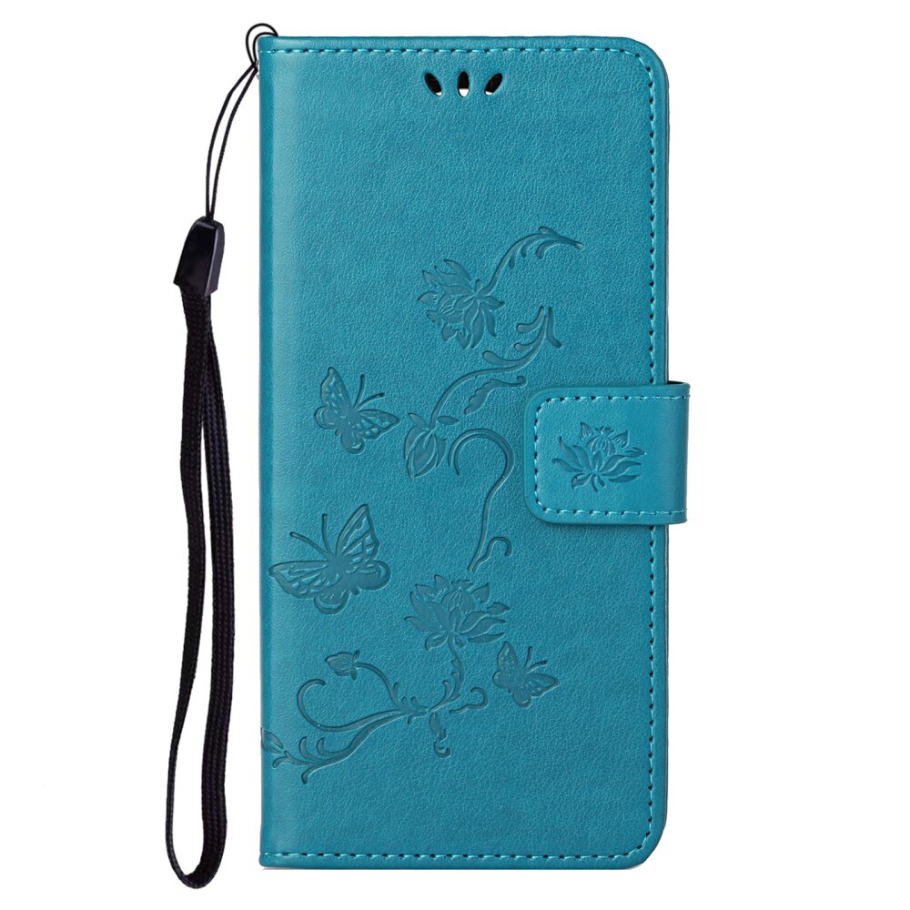 Custodia in pelle a farfalle per Motorola Moto G31/Moto G41, Blu