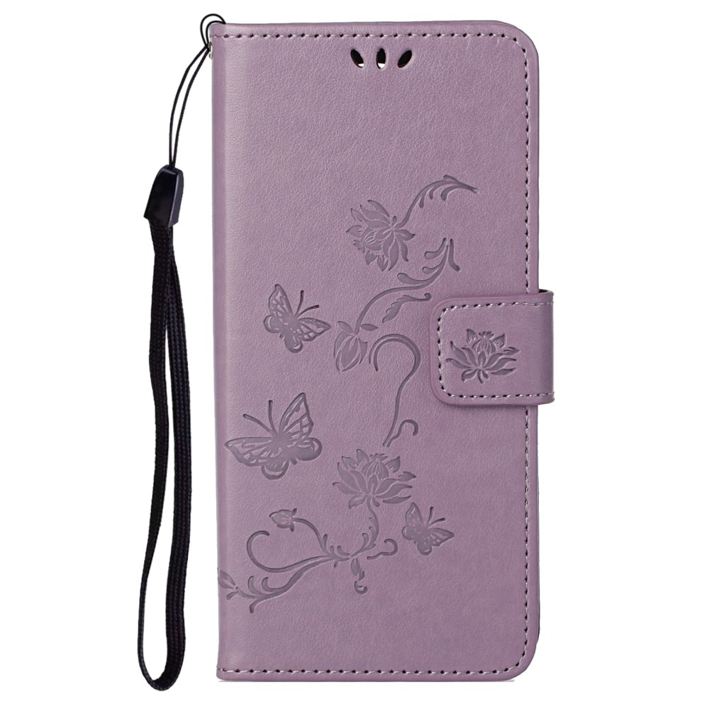 Custodia in pelle a farfalle per Motorola Moto G31/Moto G41, Viola
