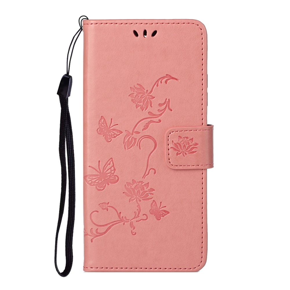 Custodia in pelle a farfalle per Motorola Moto E20/Moto E40, Rosa