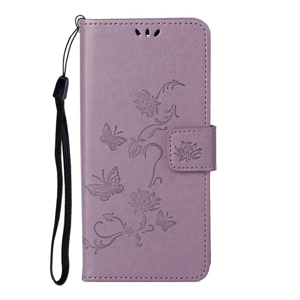 Custodia in pelle a farfalle per Motorola Moto E20/Moto E40, Viola
