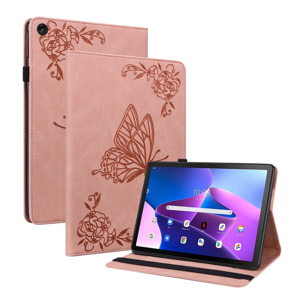 Custodia in pelle con farfalla  Lenovo Tab M10 Plus (3rd gen) Rosa