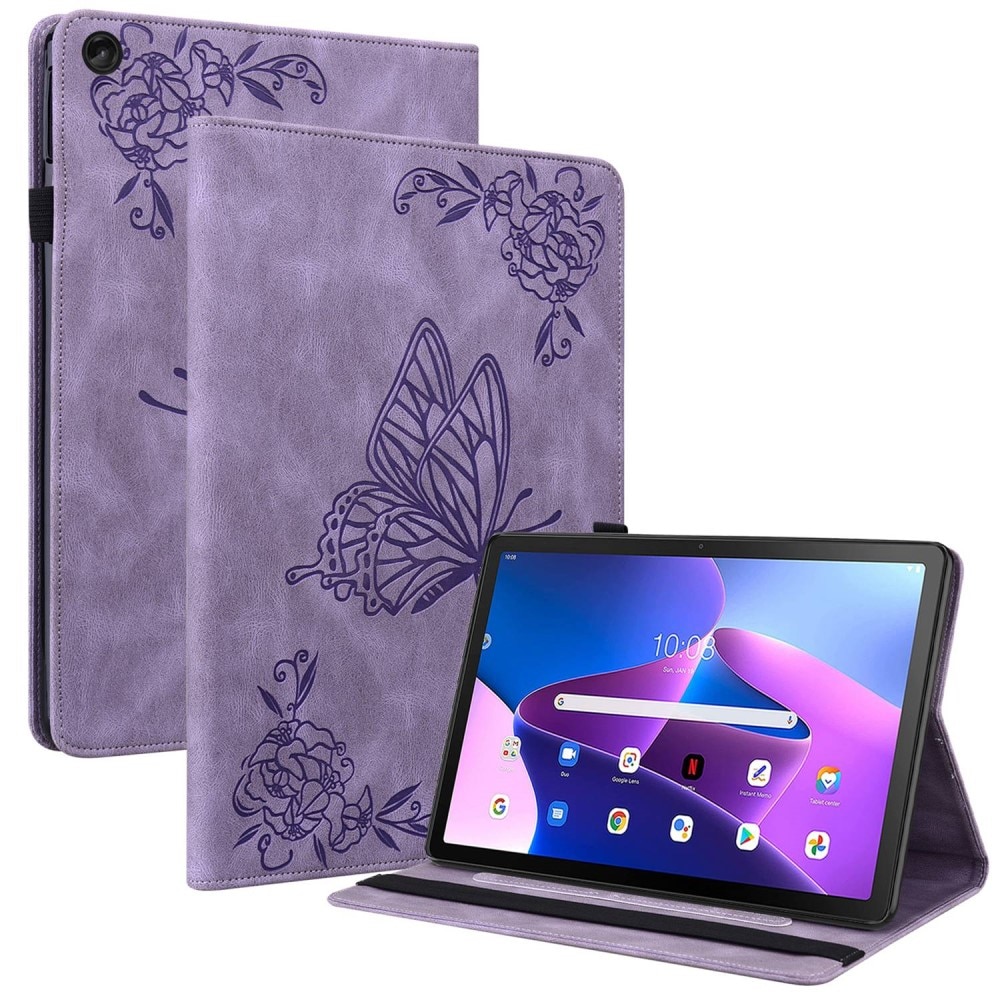 Custodia in pelle con farfalla Lenovo Tab M10 (3rd gen) Viola