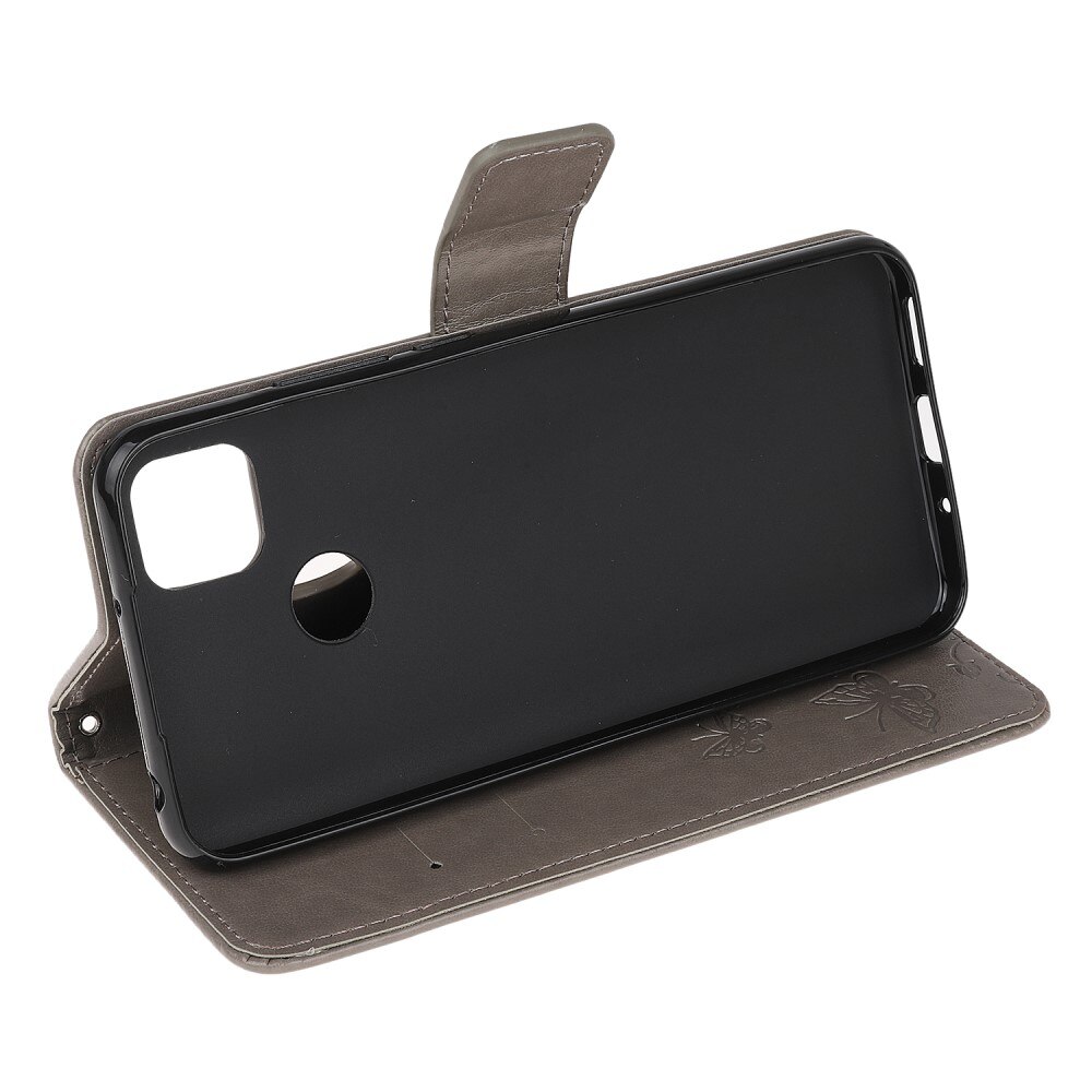 Custodia in pelle a farfalle per Xiaomi Redmi 9C, Grigio
