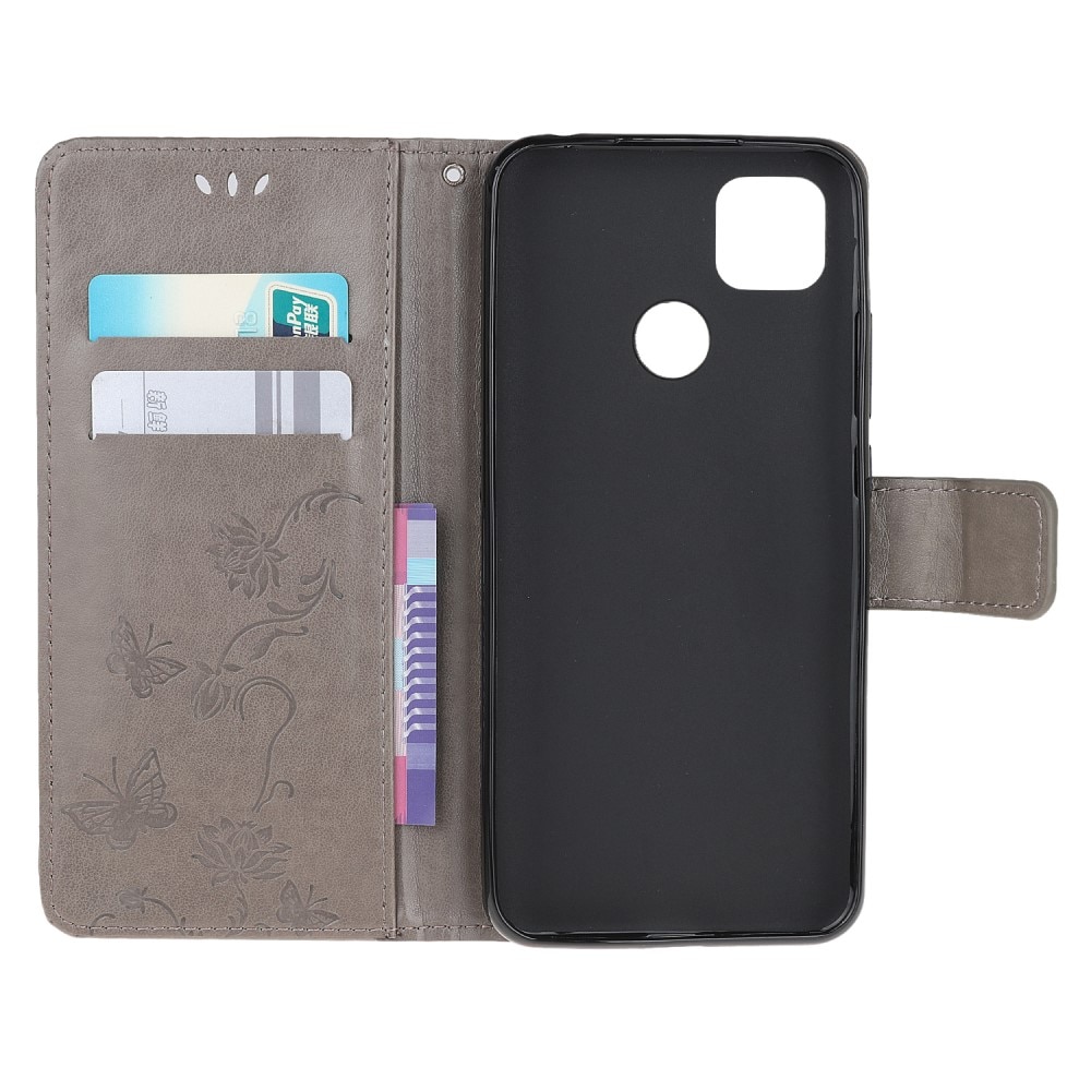 Custodia in pelle a farfalle per Xiaomi Redmi 9C, Grigio